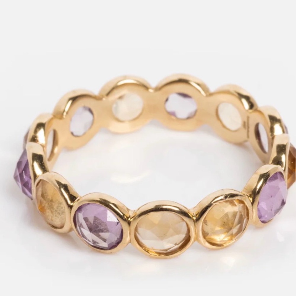 Local Eclectic Family Gold Solid Gold Sunrise Citrine and Alexandrite Band